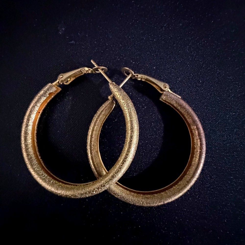 Gold Textured Hoop Earrings Classic Textured Hoop Earrings